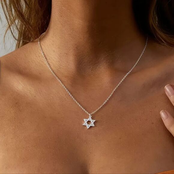 Silver Star of David Pendant Necklace Jewish Symbol Pendant Birthday Gift - Picture 5 of 6